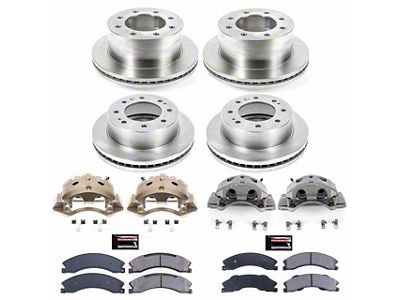 PowerStop OE Replacement 8-Lug Brake Rotor, Pad and Caliper Kit; Front and Rear (12-15 Sierra 3500 HD DRW)