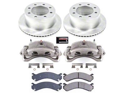 PowerStop OE Replacement 8-Lug Brake Rotor, Pad and Caliper Kit; Rear (01-10 Sierra 3500 HD DRW)