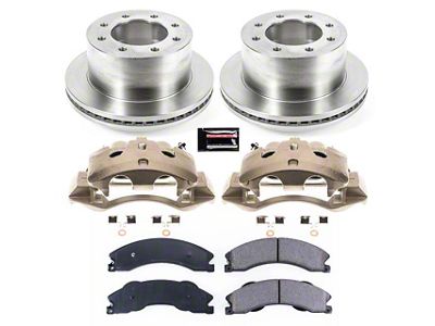 PowerStop OE Replacement 8-Lug Brake Rotor, Pad and Caliper Kit; Rear (11-15 Sierra 3500 HD DRW)