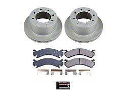 PowerStop Semi-Coated 8-Lug Brake Rotor and Pad Kit; Rear (01-10 Sierra 3500 HD DRW)