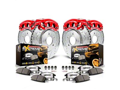 PowerStop Z36 Extreme Truck and Tow 8-Lug Brake Rotor, Pad and Caliper Kit; Front and Rear (07-10 Sierra 3500 HD DRW)