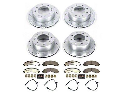 PowerStop Z36 Extreme Truck and Tow 8-Lug Brake Rotor and Pad Kit; Front and Rear (20-24 Sierra 3500 HD SRW)