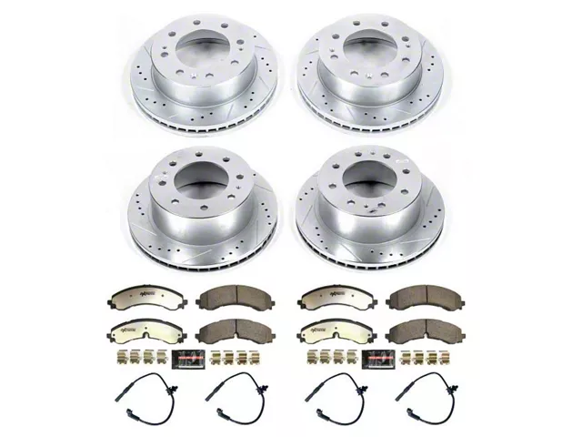 PowerStop Z36 Extreme Truck and Tow 8-Lug Brake Rotor and Pad Kit; Front and Rear (20-24 Sierra 3500 HD SRW)