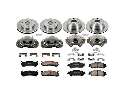 PowerStop OE Replacement 6-Lug Brake Rotor, Pad and Caliper Kit; Front and Rear (03-06 Silverado 1500 w/ Single Piston Rear Calipers)
