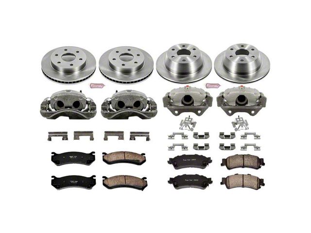 PowerStop OE Replacement 6-Lug Brake Rotor, Pad and Caliper Kit; Front and Rear (03-06 Silverado 1500 w/ Single Piston Rear Calipers)