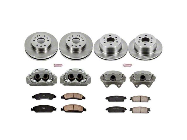 PowerStop OE Replacement 6-Lug Brake Rotor, Pad and Caliper Kit; Front and Rear (07-13 Silverado 1500 w/ Rear Disc Brakes)