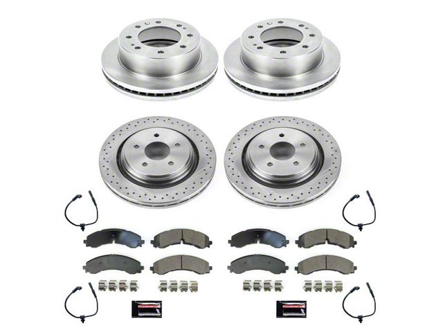 PowerStop OE Replacement 8-Lug Brake Rotor and Pad Kit; Front and Rear (20-24 Silverado 2500 HD)