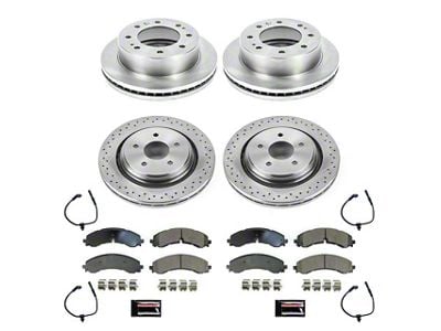PowerStop OE Replacement 8-Lug Brake Rotor and Pad Kit; Front and Rear (20-24 Silverado 3500 HD SRW)