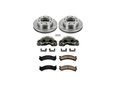 PowerStop OE Replacement 8-Lug Brake Rotor, Pad and Caliper Kit; Front (01-10 Silverado 3500 HD SRW)
