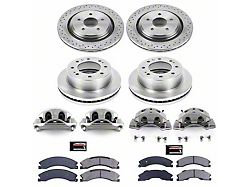 PowerStop OE Replacement 8-Lug Brake Rotor, Pad and Caliper Kit; Front and Rear (12-19 Silverado 3500 HD SRW)