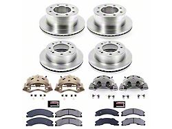 PowerStop OE Replacement 8-Lug Brake Rotor, Pad and Caliper Kit; Front and Rear (12-19 Silverado 3500 HD DRW)
