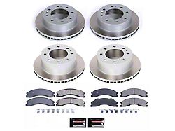 PowerStop Semi-Coated 8-Lug Brake Rotor and Pad Kit; Front and Rear (12-19 Silverado 3500 HD SRW)