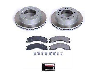 PowerStop Semi-Coated 8-Lug Brake Rotor and Pad Kit; Front (2011 Silverado 3500 HD)