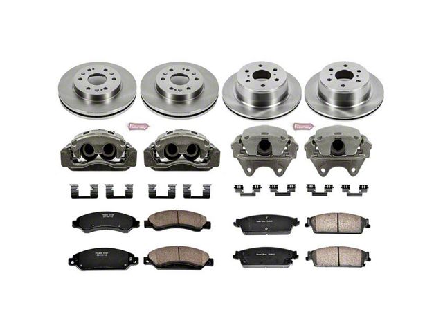 PowerStop OE Replacement 6-Lug Brake Rotor, Pad and Caliper Kit; Front and Rear (2007 Tahoe)