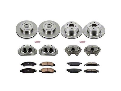 PowerStop OE Replacement 6-Lug Brake Rotor, Pad and Caliper Kit; Front and Rear (15-20 Tahoe, Excluding Police)