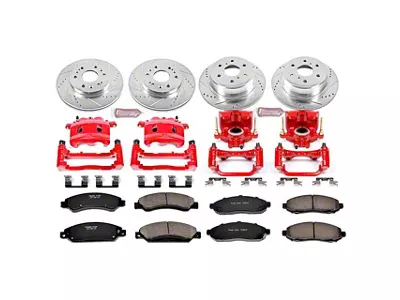 PowerStop Z23 Evolution Sport 6-Lug Brake Rotor, Pad and Caliper Kit; Front and Rear (2007 Tahoe)