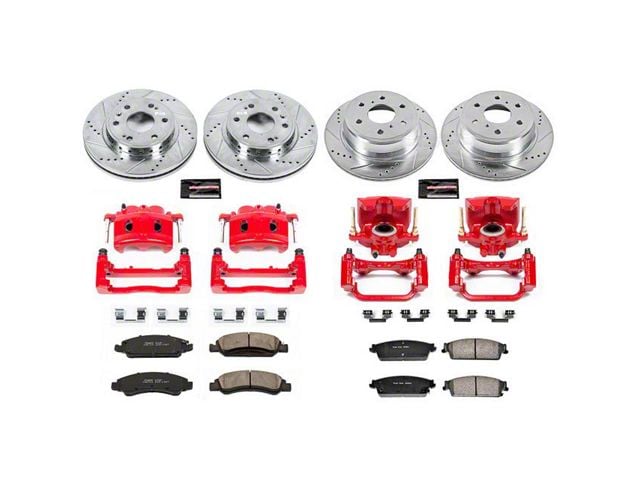 PowerStop Z23 Evolution Sport 6-Lug Brake Rotor, Pad and Caliper Kit; Front and Rear (08-14 Tahoe Police)