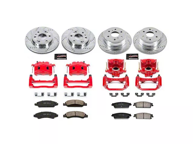 PowerStop Z23 Evolution Sport 6-Lug Brake Rotor, Pad and Caliper Kit; Front and Rear (08-14 Tahoe Police)