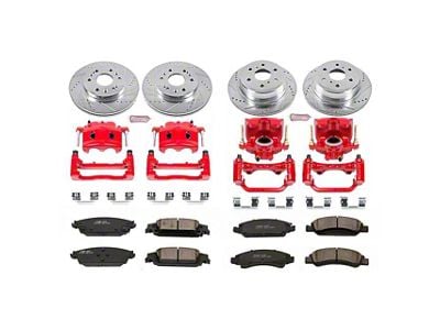 PowerStop Z23 Evolution Sport 6-Lug Brake Rotor, Pad and Caliper Kit; Front and Rear (15-20 Tahoe, Excluding Police)