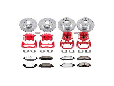 PowerStop Z36 Extreme Truck and Tow 6-Lug Brake Rotor, Pad and Caliper Kit; Front and Rear (15-20 Tahoe, Excluding Police)