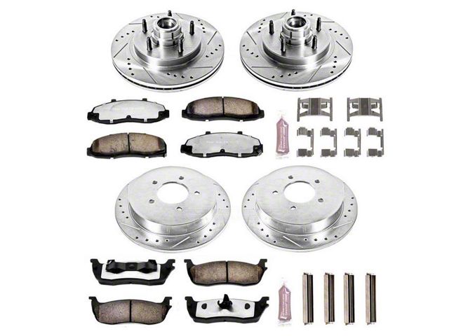 PowerStop Z36 Extreme Truck and Tow 5-Lug Brake Rotor and Pad Kit; Front and Rear (99-Early 00 2WD F-150)
