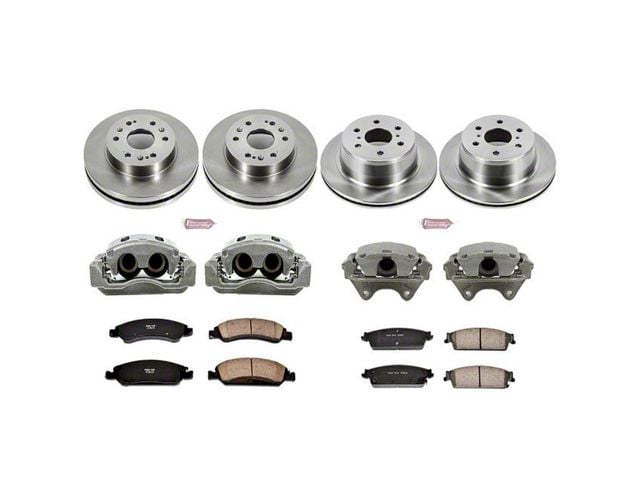 PowerStop OE Replacement 6-Lug Brake Rotor, Pad and Caliper Kit; Front and Rear (08-20 Yukon)