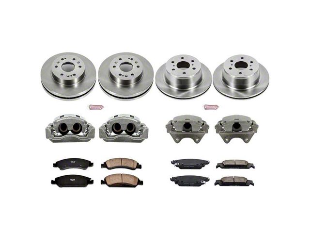 PowerStop OE Replacement 6-Lug Brake Rotor, Pad and Caliper Kit; Front and Rear (15-20 Yukon)