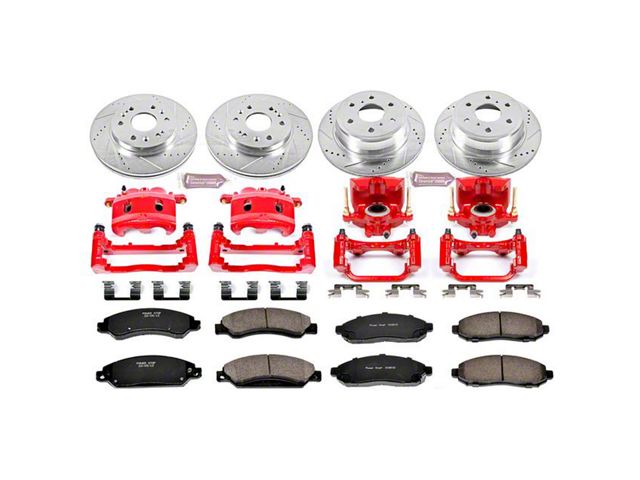 PowerStop Z23 Evolution Sport 6-Lug Brake Rotor, Pad and Caliper Kit; Front and Rear (2007 Yukon)