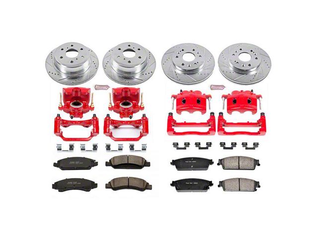 PowerStop Z23 Evolution Sport 6-Lug Brake Rotor, Pad and Caliper Kit; Front and Rear (08-14 Yukon)