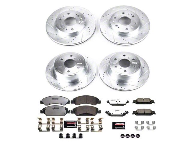 PowerStop Z36 Extreme Truck and Tow 6-Lug Brake Rotor and Pad Kit; Front and Rear (15-20 Yukon)