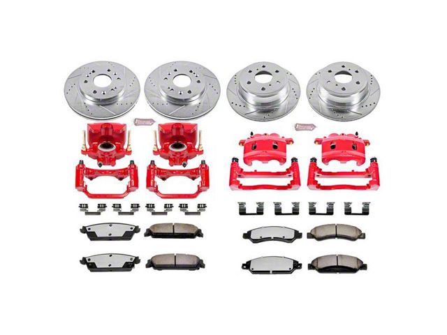 PowerStop Z36 Extreme Truck and Tow 6-Lug Brake Rotor, Pad and Caliper Kit; Front and Rear (2007 Yukon)