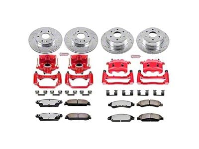 PowerStop Z36 Extreme Truck and Tow 6-Lug Brake Rotor, Pad and Caliper Kit; Front and Rear (2007 Yukon)