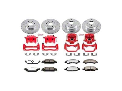 PowerStop Z36 Extreme Truck and Tow 6-Lug Brake Rotor, Pad and Caliper Kit; Front and Rear (15-20 Yukon)