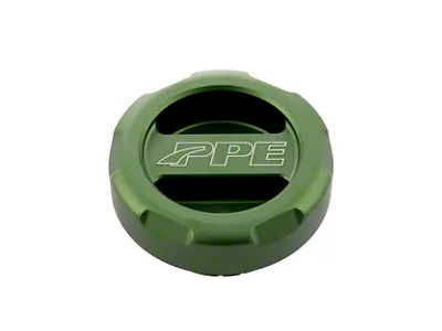 PPE Billet Aluminum Magnetic Fuel Cap; Anodized Green (14-18 3.0L EcoDiesel RAM 1500)