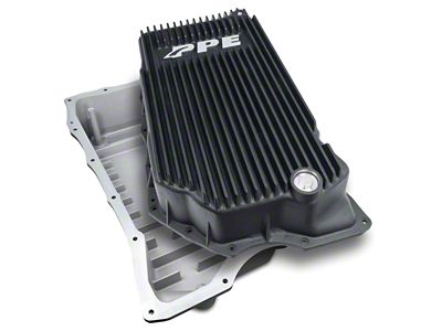 PPE Heavy-Duty Deep Cast Aluminum Transmission Pan; Brushed (20-24 6.6L Duramax Sierra 2500 HD w/ 10L1000 Transmission)