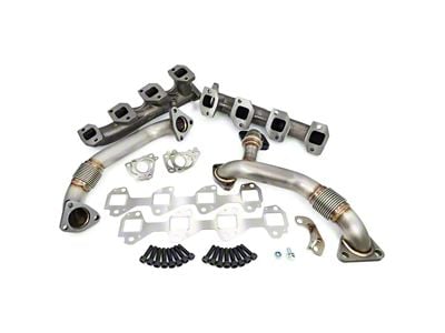 PPE High-Flow Exhaust Manifolds and Up-Pipe Kit; Black Ceramic (06-07 6.6L Duramax Sierra 2500 HD)