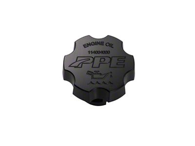 PPE Billet Aluminum Engine Oil Filler Cap; Black (01-26 V8 Sierra 3500 HD, Excluding Diesel)