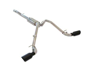 PPE Dual Exhaust System with Polished Tubes and Black Tips; Side Exit (14-18 5.3L Silverado 1500)