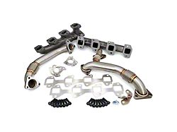PPE High-Flow Exhaust Manifolds and Up-Pipes; Black Ceramic (17-25 6.6L Duramax Silverado 2500 HD)