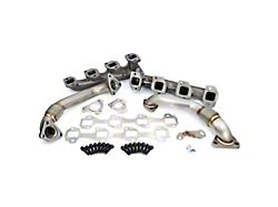 PPE High-Flow Exhaust Manifolds and Up-Pipe Kit; Silver Ceramic (01-04 6.6L Duramax Silverado 3500 HD)