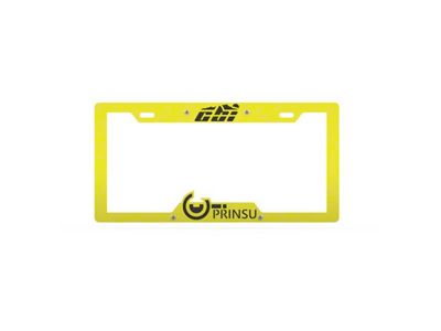 Prinsu License Plate Cover; Yellow/Black (Universal; Some Adaptation May Be Required)