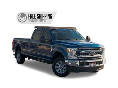 Prinsu Original Roof Rack with 50-Inch LED Light Bar Cutout Wind Deflector; Black (17-26 F-350 Super Duty SuperCrew w/o Cab Lights)