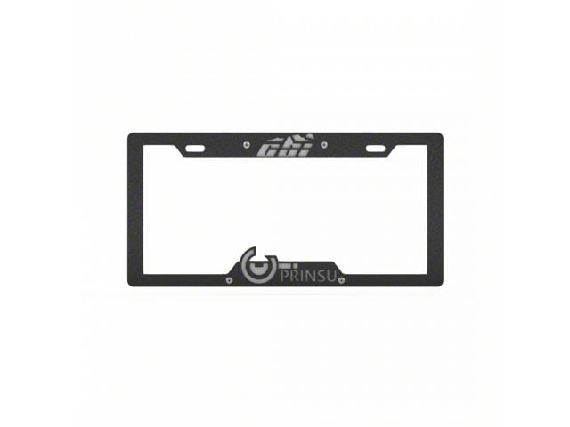 Prinsu License Plate Cover; Black/Gray (Universal; Some Adaptation May Be Required)