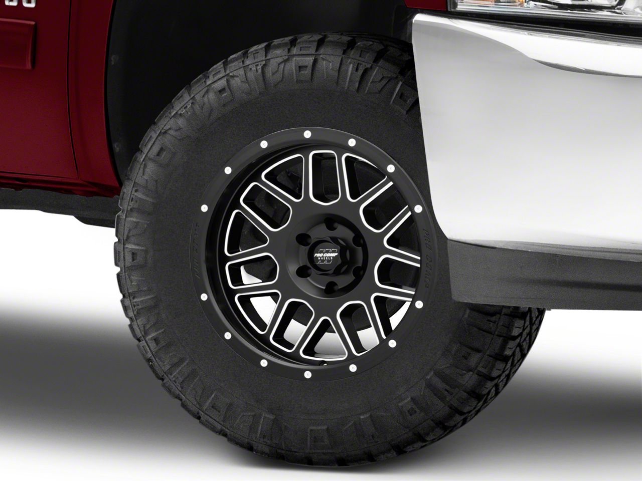 Pro Comp Wheels Silverado Vertigo Satin Black Milled 6-Lug Wheel - 17x9 ...