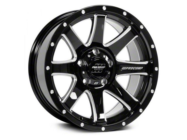 Pro Comp Wheels Patriot Gloss Black Milled 6-Lug Wheel; 20x9; 0mm Offset (99-06 Sierra 1500)