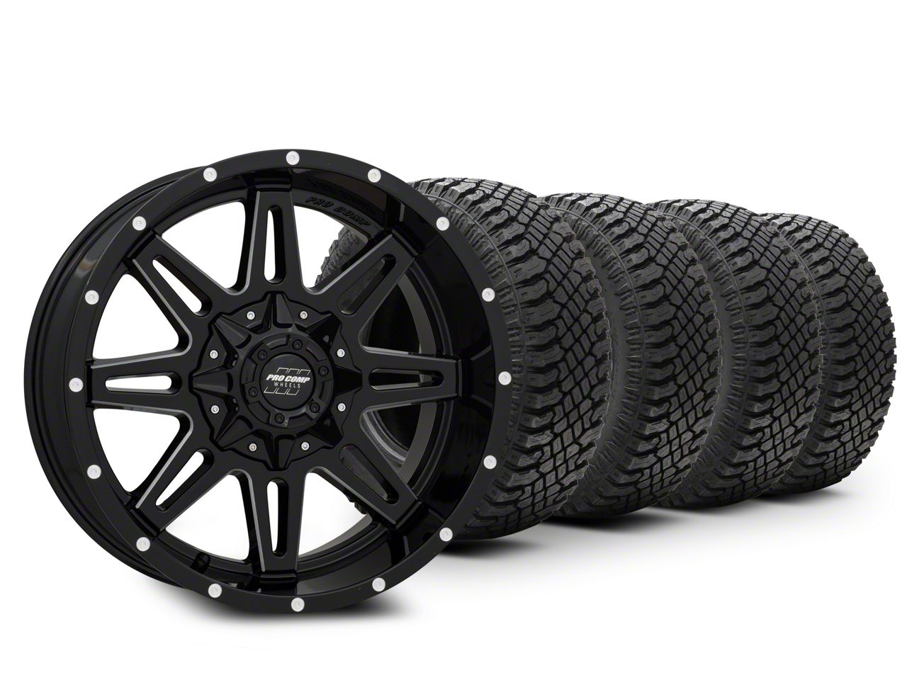20×9.5 Pro Comp Wheels Blockade & 33in Atturo All-Terrain Trail Blade X/T Tire Package (15-20 F-150)