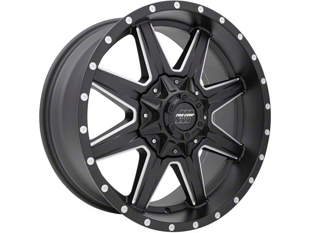 Pro Comp Wheels Quick 8 Satin Black Milled 8-Lug Wheel; 20x9; 0mm Offset (07-10 Sierra 2500 HD)