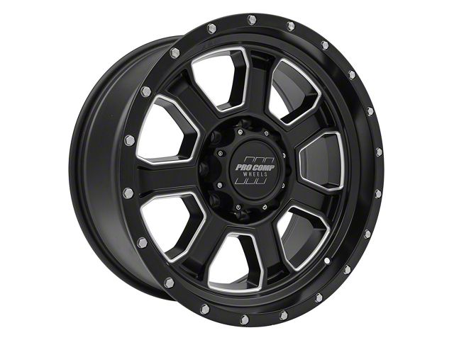 Pro Comp Wheels Sledge Satin Black Milled 8-Lug Wheel; 20x9; 0mm Offset (07-10 Sierra 2500 HD)