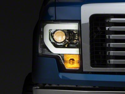 Light Bar DRL Projector Headlights; Chrome Housing; Clear Lens (09-14 F-150 w/ Factory Halogen Headlights)
