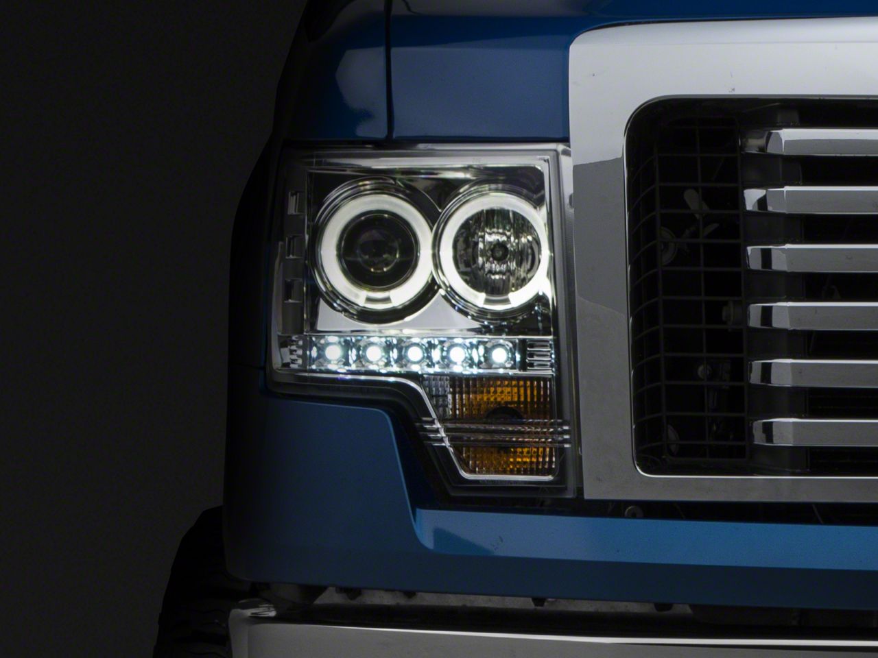 Raxiom Axial Series Chrome Projector Headlights w/ LED Halo (09-14 w/o Factory HID)